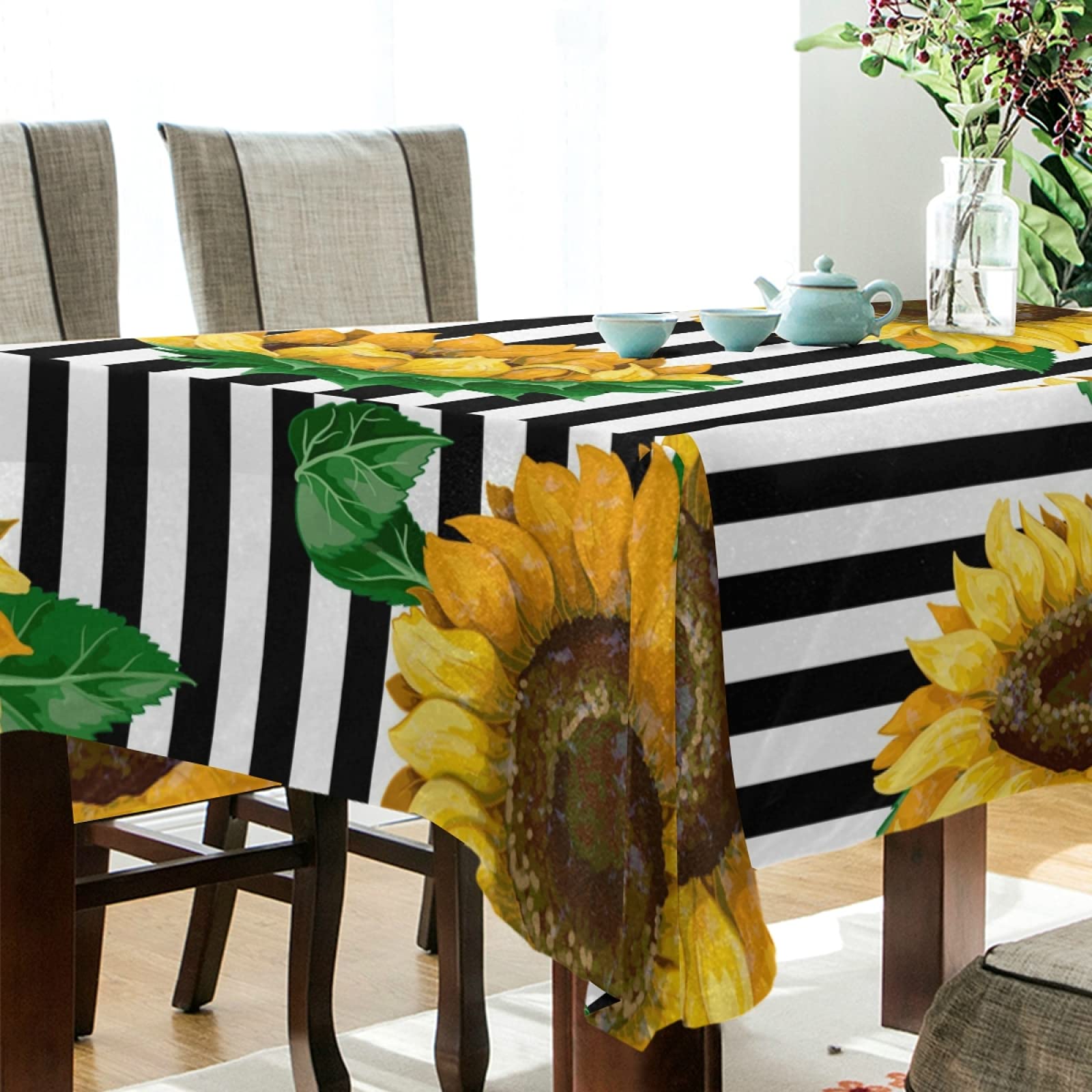 Tovaglia Di Lusso In Poliestere 100% Azzurra 150x300 Cm - Resistente All'Acqua, Antimacchia E Senza Ferro - Per Sala Da Pranzo E Feste - 3
