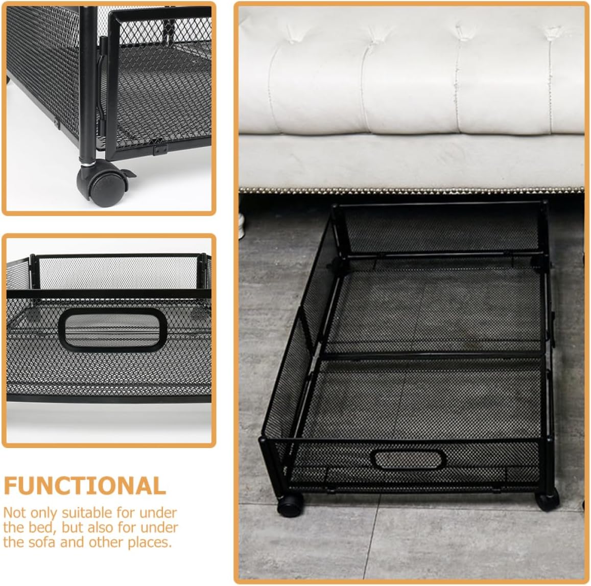 ABOOFAN Foldable under Bed Storage Container with Wheels Organizer for Clothes Blankets and Toys Multi-purpose Drawer-style Holder for Bedroom and Sofa Use