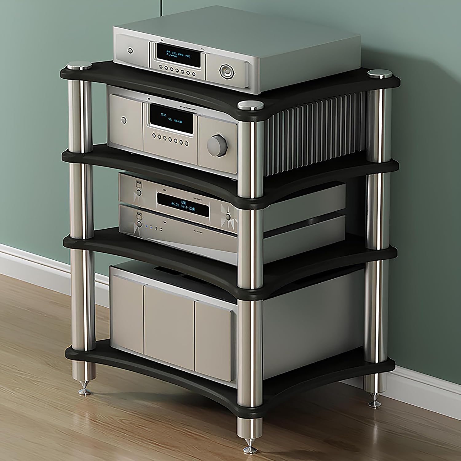 YLGB 4Tier AV Media Stand, Audio Storage Rack