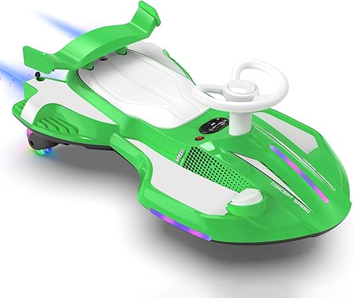 Coche eléctrico de 12 V con pedal para niños, auto oscilante 2 en 1 recargable, juguetes con respaldo, antivuelco, aerosol, luz intermitente,