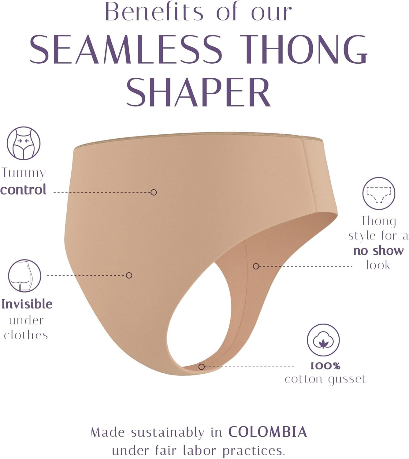 Invisible Thong High Waisted Underwear for Women - Tummy Control Underwear - Image 4