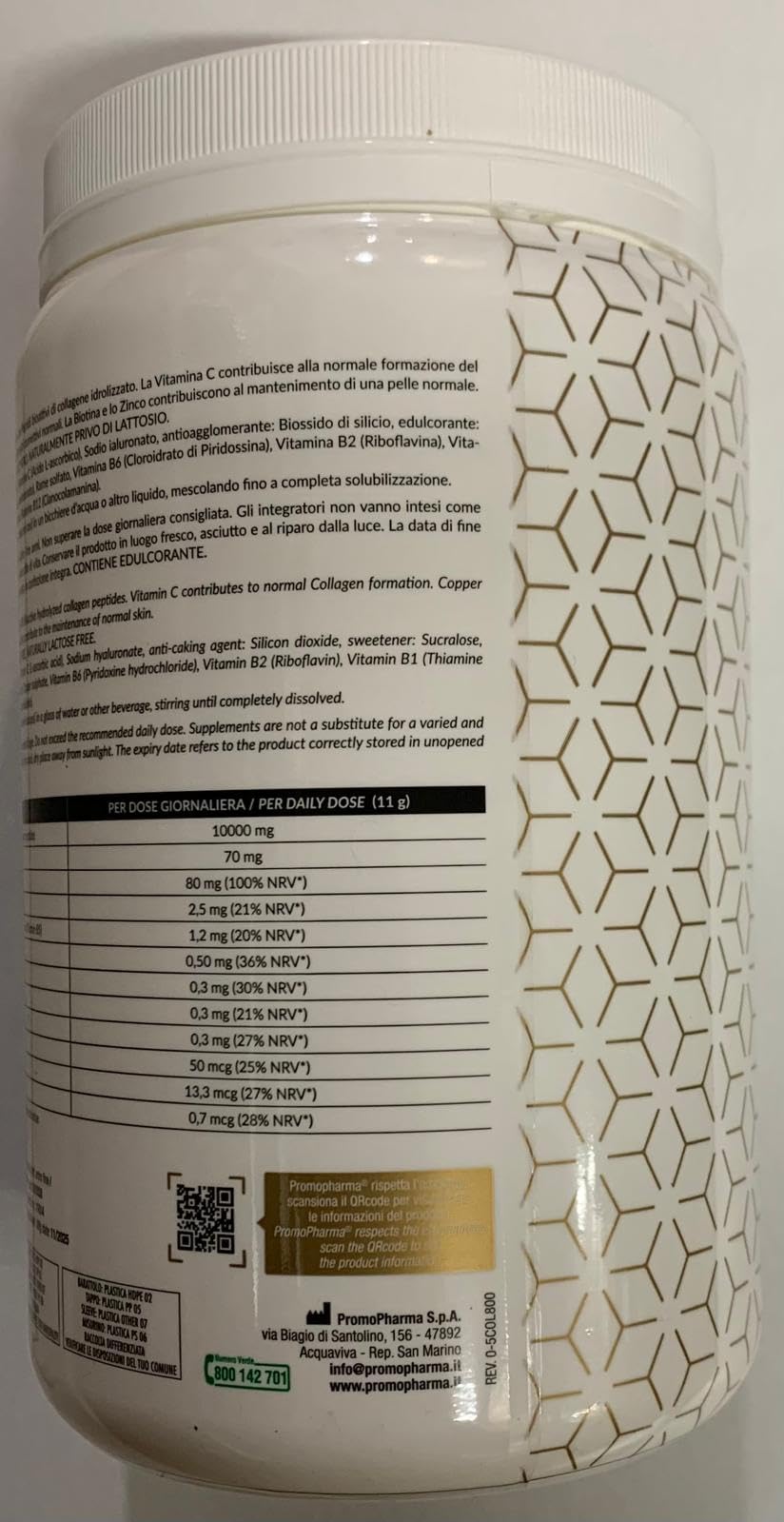 PromoPharma Collagen Bioactive Peptides – Integratore per Unghie, Capelli e Pelle più Tonica ed Elastica (800 g)
