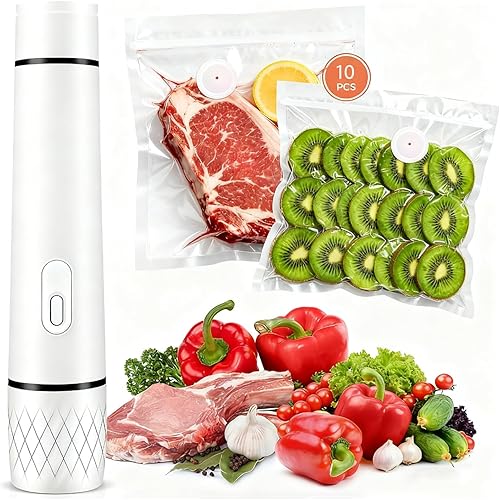 Miniatura 1 de Vacuum Sealer For Food (Compact Vacuum Sealers+10 Reusable Vacuum Bags), Powerful Handheld Vacuum Sealer Machine