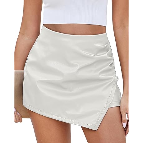 White Faux Leather Skirt: Skort's Chic and Sultry Symbiosis