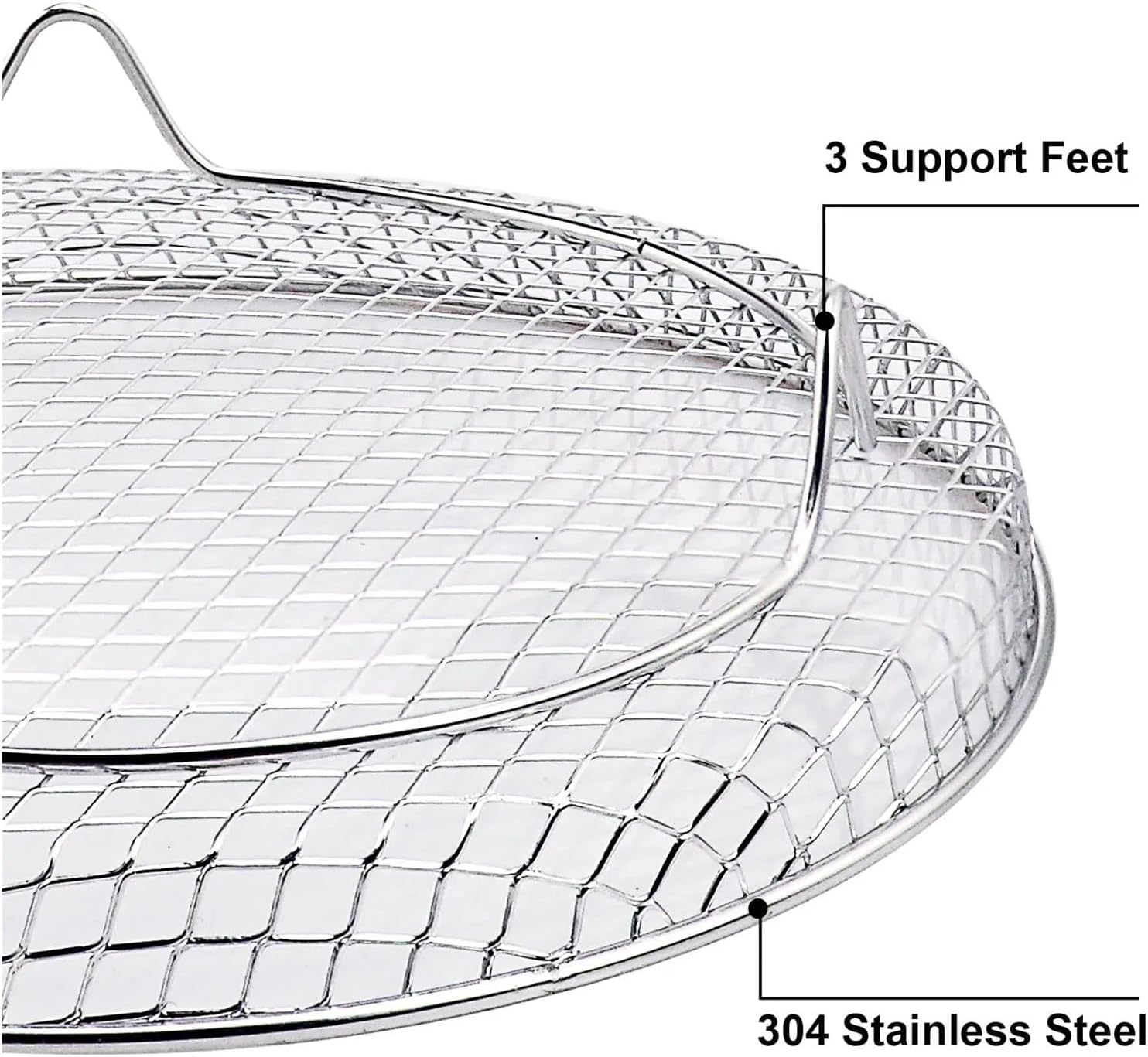 3-Piece Stackable Multi-Layer Stainless Steel Dehydrator Rack, Air Fryer Oven Steamer Basket Accessories(Round)