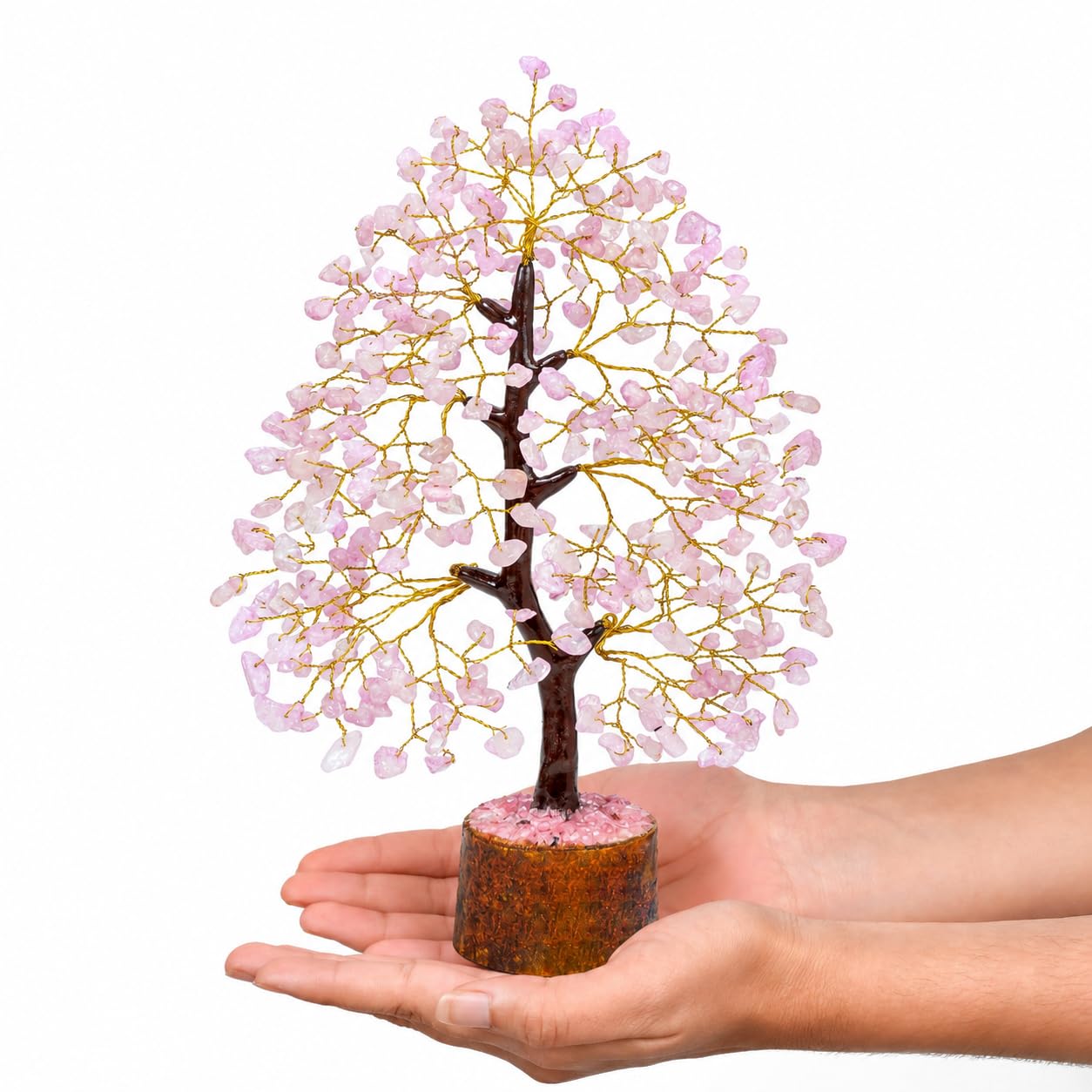 Árbol de piedras preciosas de cuarzo rosa Árbol de cristal para árbol de chakras hecho mano estatuilla de Feng Shui de dinero cristales curativos de Reiki de buena suerte decoración escultura regalo