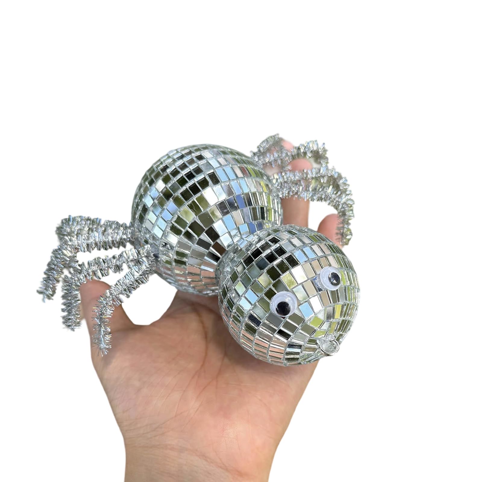 Msioytog Disco Ball Spiders Decoration for Haunting Parties and Winter Holidays Decorative Halloween Accessories Disco Ball Spiders