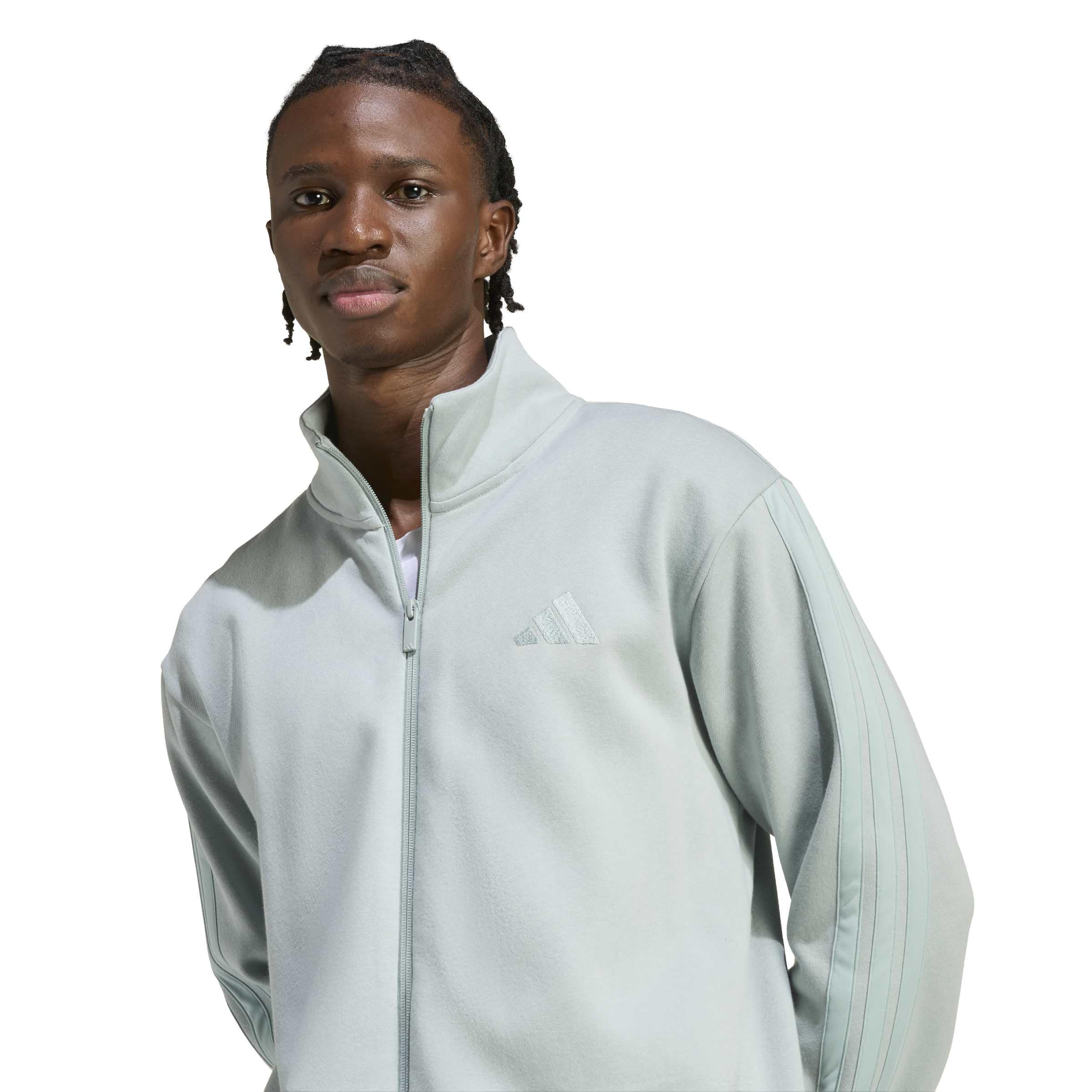 adidas Homme SPORTSWEAR BASIC 3 STRIPES FLEECE TRACKSUIT, Wonder Sage, L