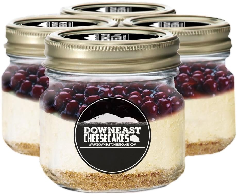 4 Pack Cherry Cheesecake In A Jar - Handmade in Maine Dessert Jars (Cherry)