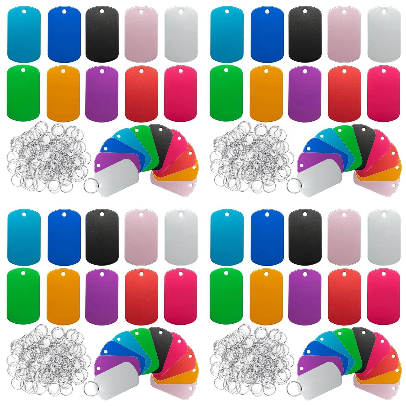 Hndhbfgrt 200 Pack Aluminum Tag Blanks Engraving Blank Metal Tags with Hanging Hole Pet ID Double Sided Stamping Engraving Tags
