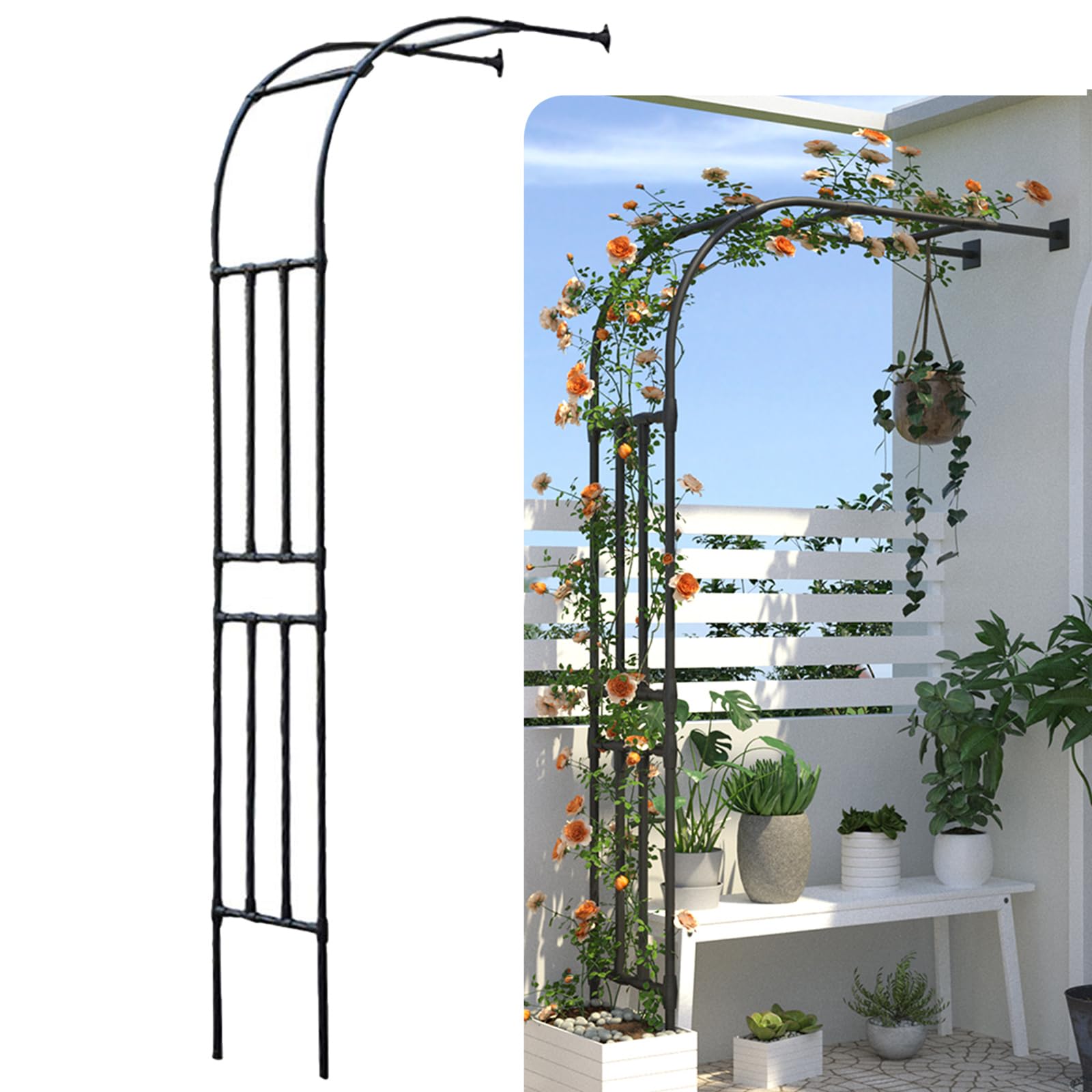 Arche De Jardin En Métal Arche A Rosiers Support Pergola De Jardin Noire Extérieur Treillis D