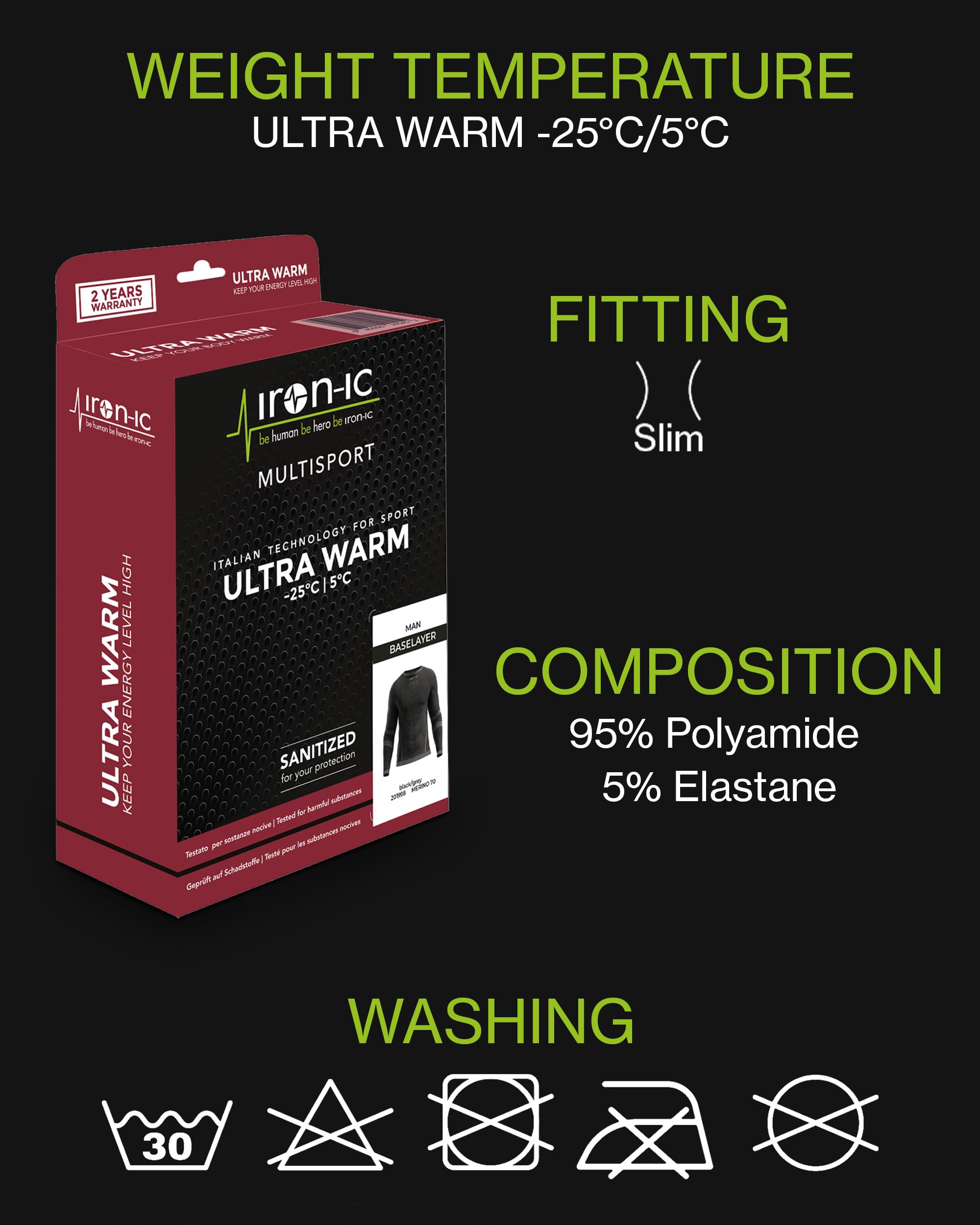 Iron-Ic - T-Shirt Uomo Maniche Lunghe I-Soft Seamless con Tessuto Smear Techno Fleece - Fitting Slim per Sport Outdoor Invernali - Art. 201999