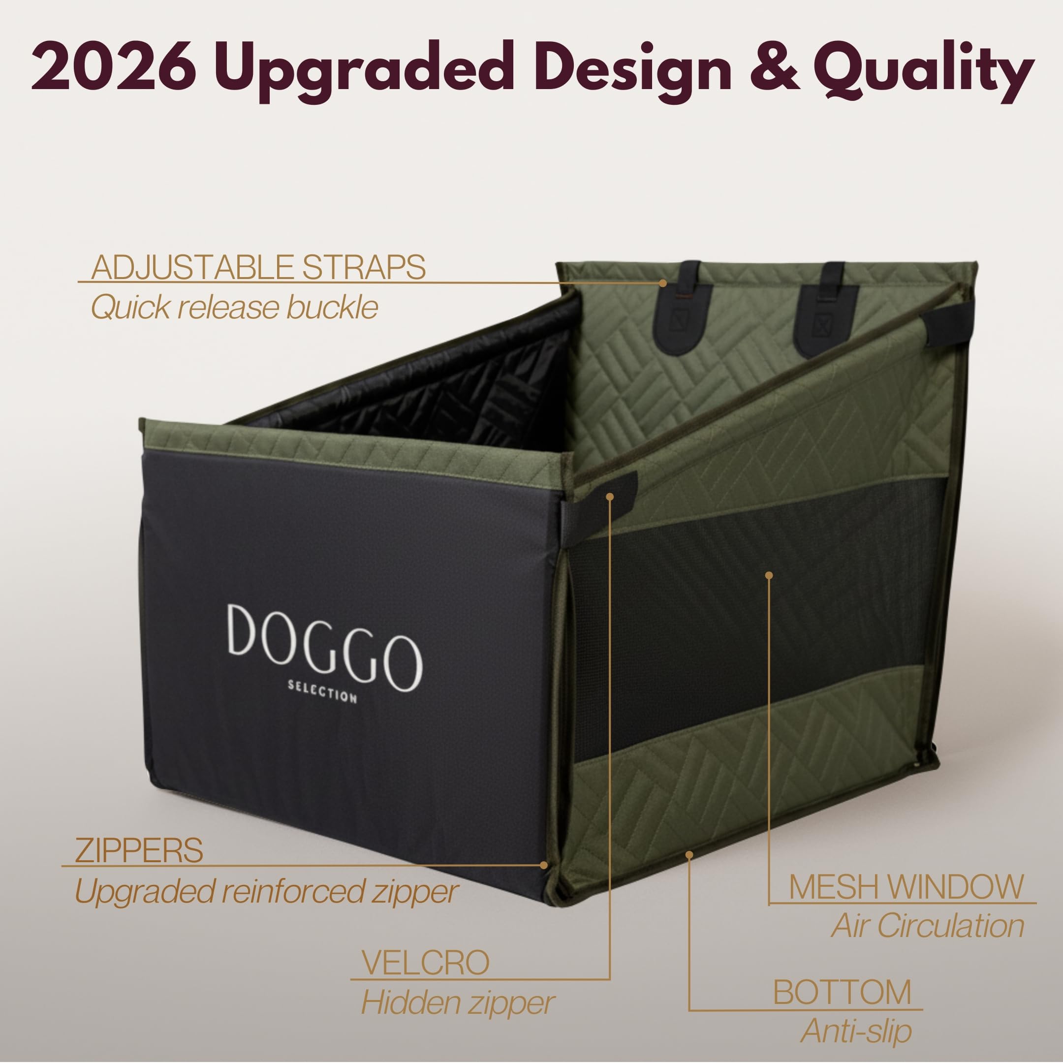 Premium Dog Car Seat & Back Seat – Waterproof & Non-Slip Travel Hammock with Storage Pockets | Secure & Comfortable Pet Seat Cover for Large & Medium Dogs – Fits Cars, SUVs & Trucks (Green) - image 7