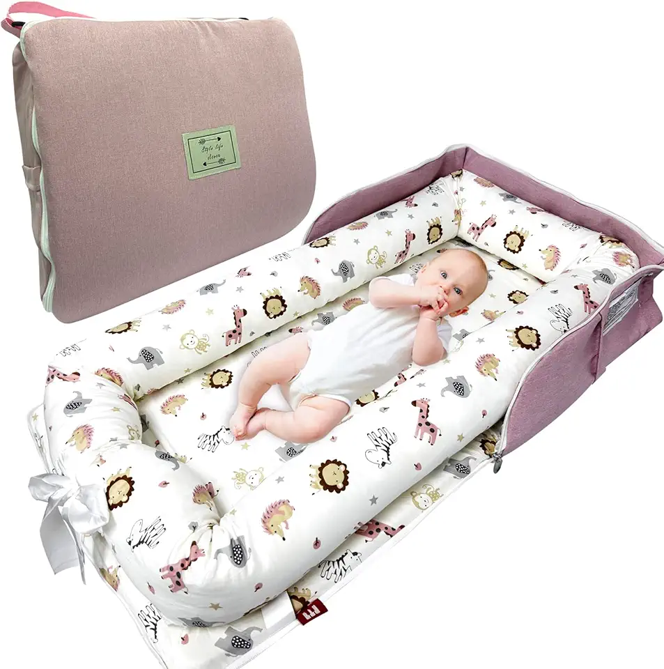 Espreguiçadeira de bebê, espreguiçadeira portátil dobrável, capa de ninho de bebê, adequada para espreguiçadeiras recém-nascidas de 0 a 24 meses, ninho de bebê de dupla finalidade para viagem
