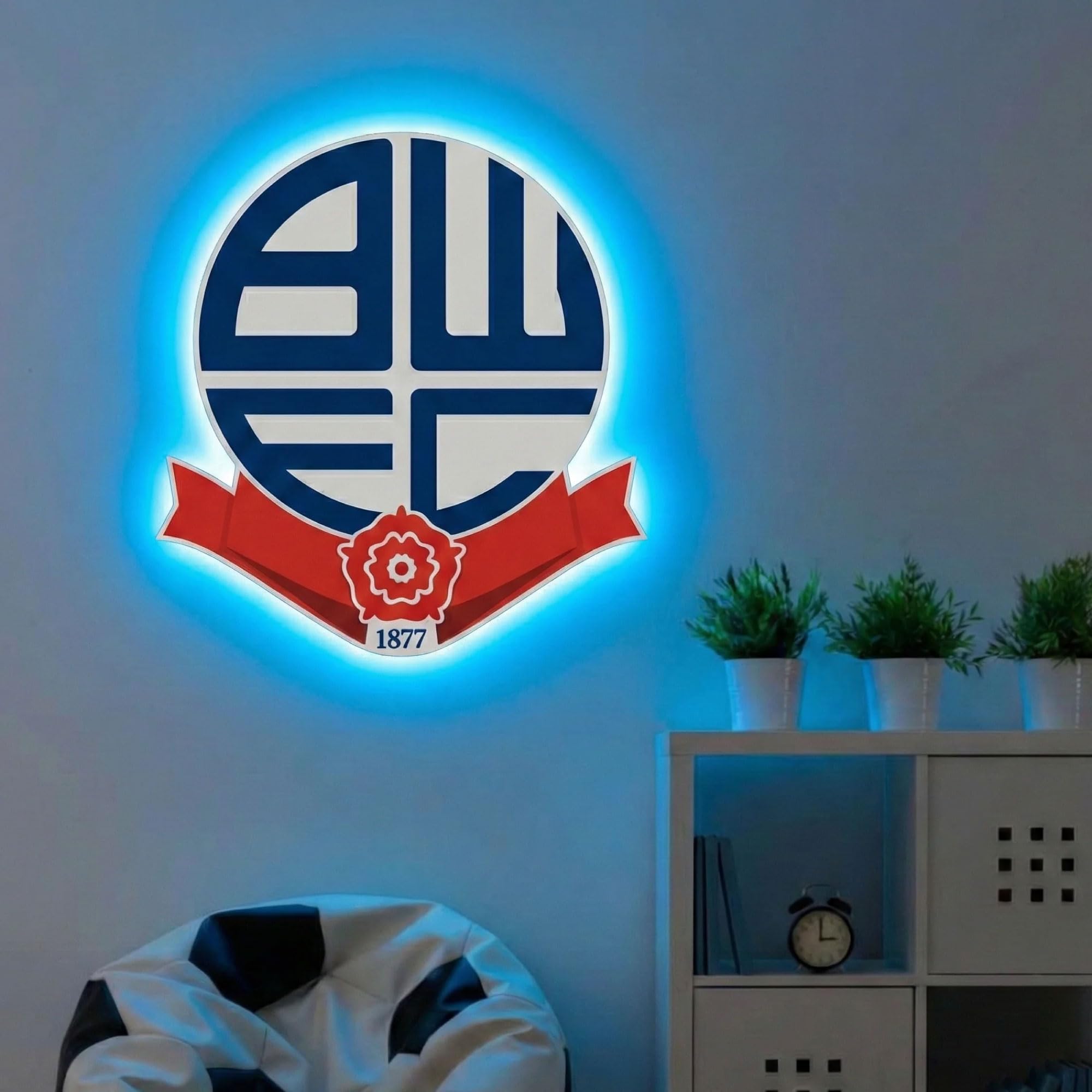 Themed Bolton Wanderers FC Crest LED Backlit Wallpop
