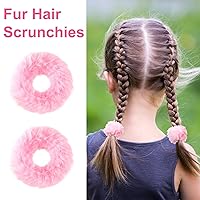 Vista 6 de OIIKI 14 bandas elásticas para el cabello con pelo sintético de conejo, bandas elásticas para coleta de caballo para niñas y mujeres, accesorios