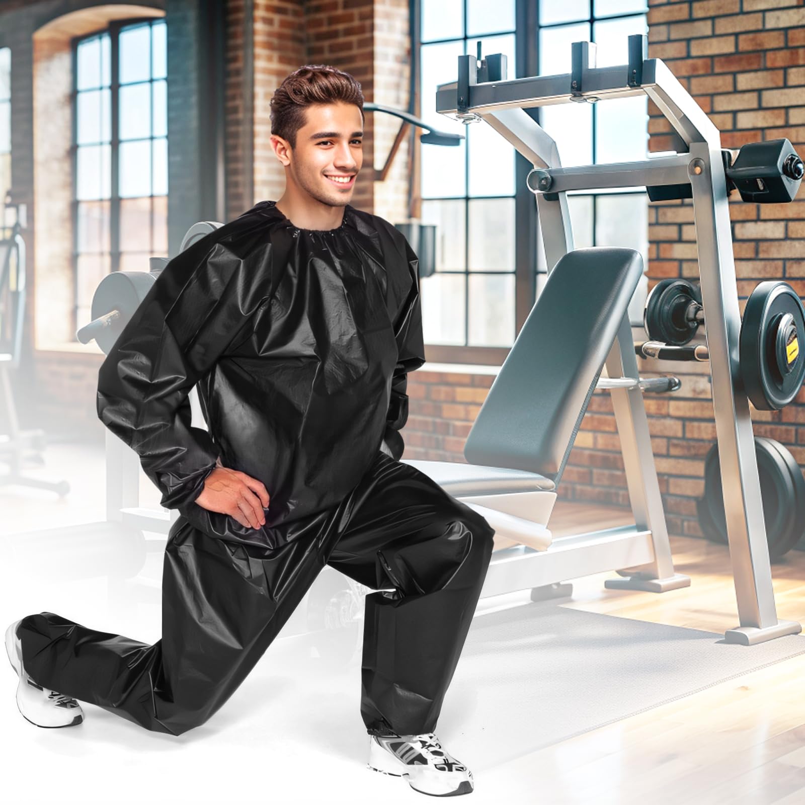 Harilla PVC Schwitz Saunaanzug, PVC Fitness Anzug zum Schwitzen & Abnehmen, Hochwertiger Schwitzanzug, Elastischer Sportanzug zur Fettverbrennung, Schwitzanzug für Indoor Outdoor Fitnessstudio