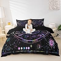 Vista 23 de Funda de Edredón de Gatos Galaxia Tamaño Full, Juego de Ropa de Cama Gótica de Luna Estrellada y Constelación 3 piezas para Decoración de Habitación