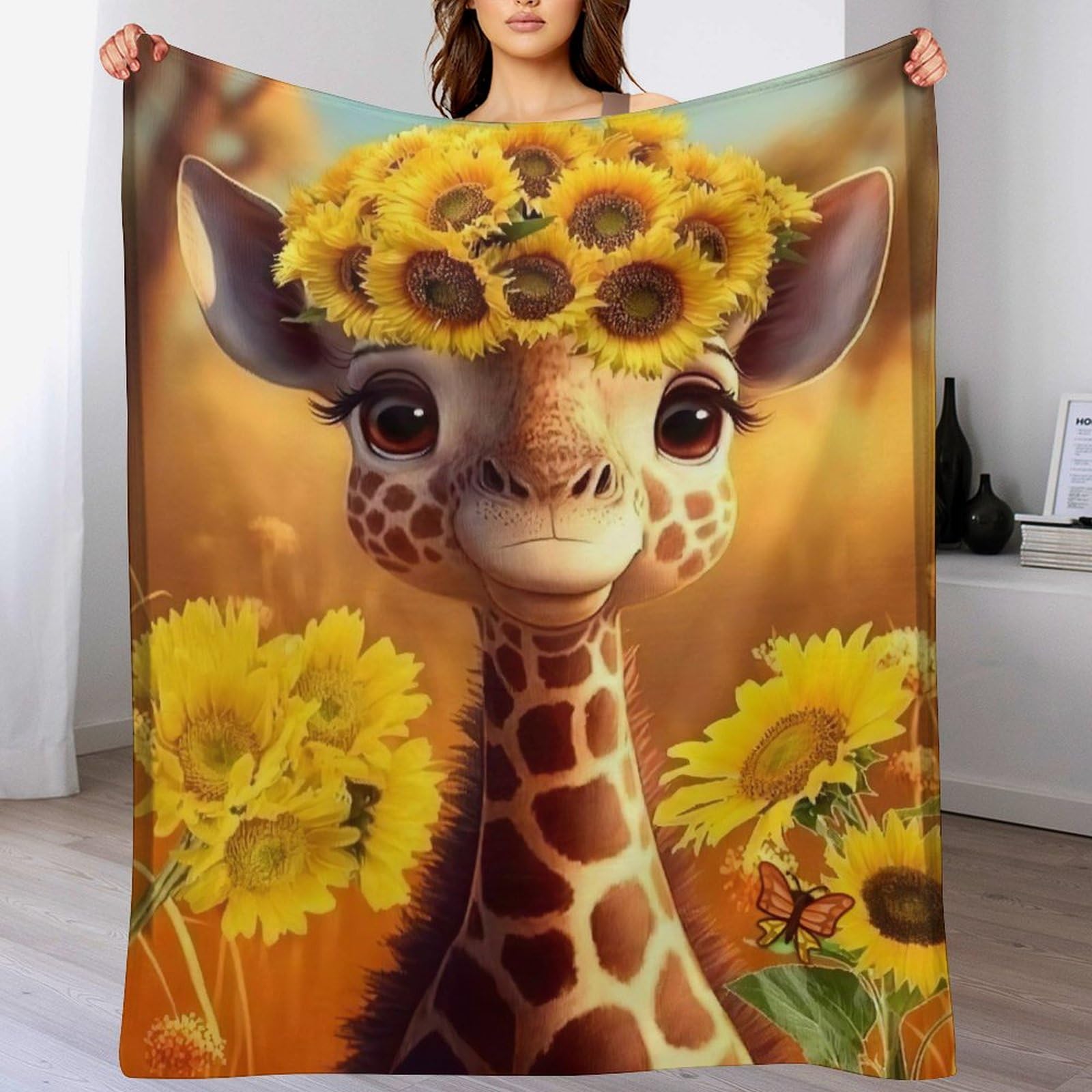 Couverture giraffe d'une douceur exceptionnelle en flannel pour lit