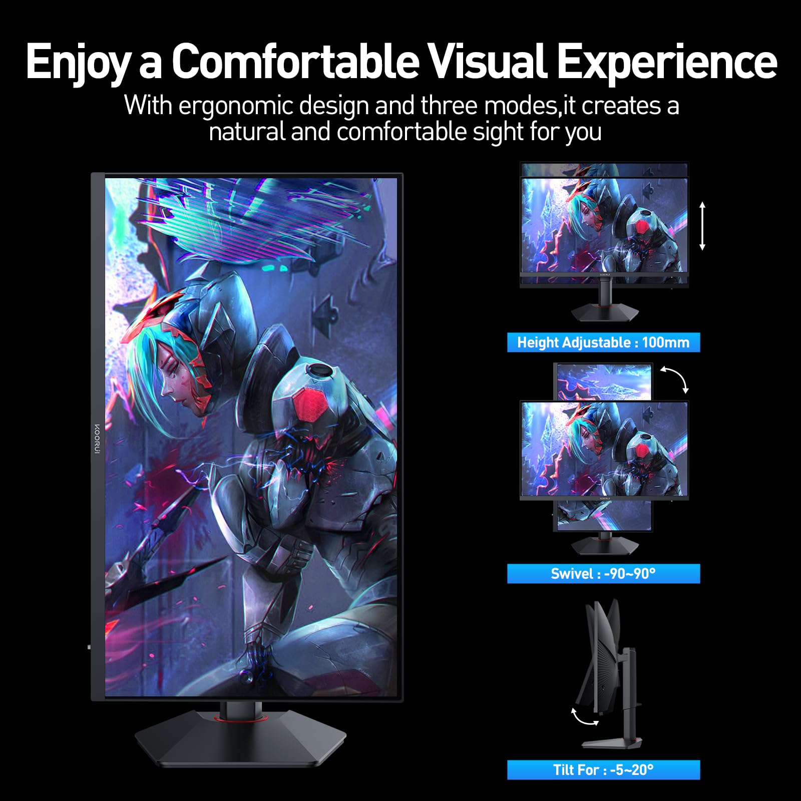 KOORUI G2741L 27 Inch 4K Gaming Monitor, 160Hz+UHD/320Hz+FHD, 1ms