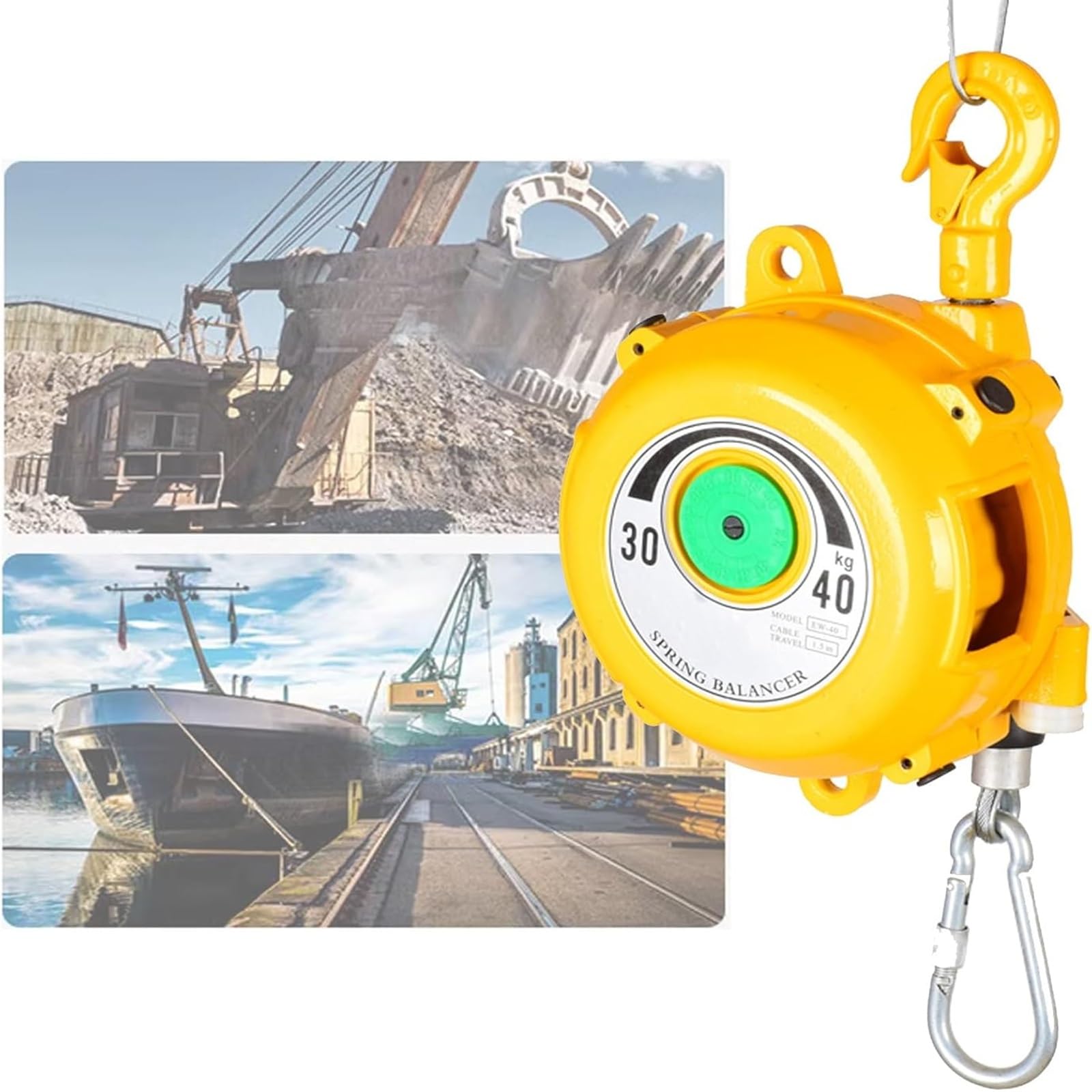 HYQOUKLR Telescopic Spring Balancer, Spring Balancer Aluminum Retractable 1.5m Wire Rope Adjustable Tension 3-200kg(40kg)