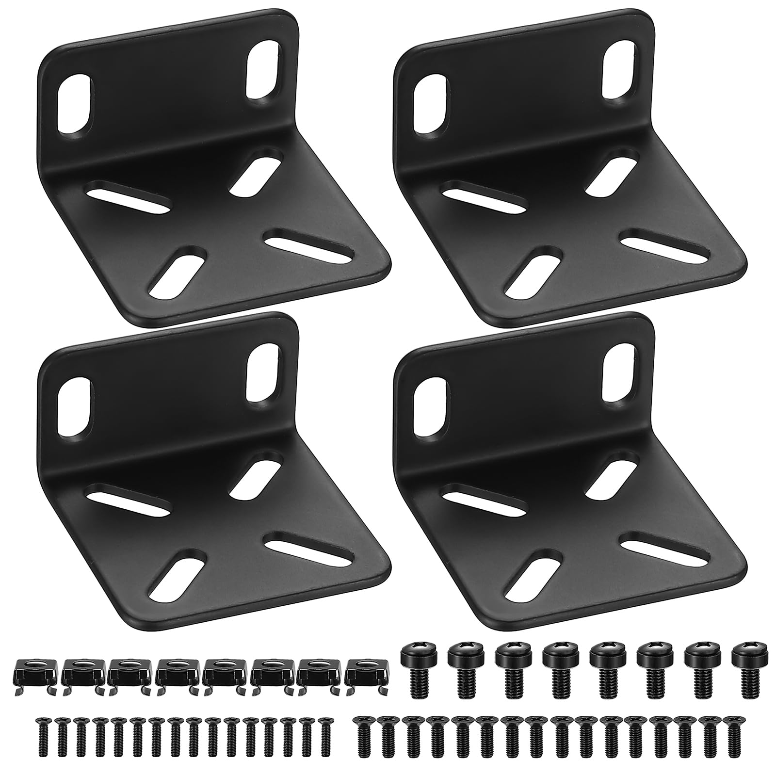 Rack Mount Kit, verstellbare 13-35mm Rack Halterung, Switch Halterung Ohren kompatibel mit Netgear TRENDnet Cisco D-Link HP, Befestigung von 17,3 Zoll Breiten bis 19 Zoll Geräten(45mm)