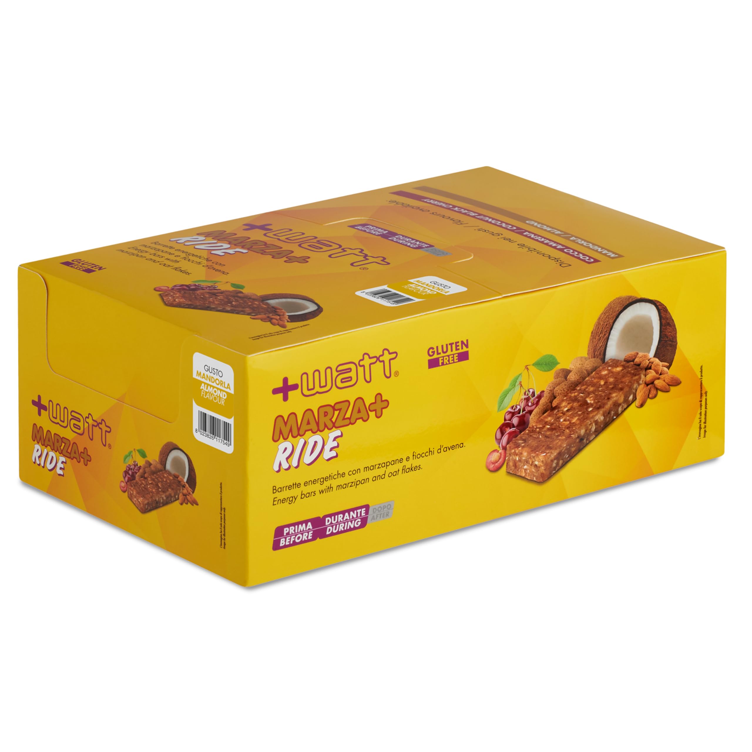 Marza+ Ride - Barretta Energetica ad Alta Percentuale di Carboidrati - Gusto: Mandorla - 24 Barrette