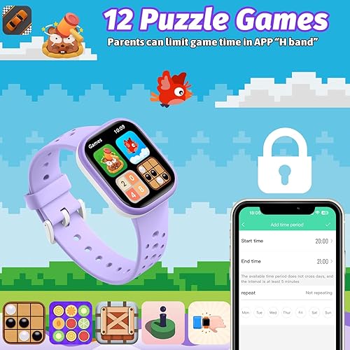 Miniatura 7 de Reloj inteligente para niños y niñas, resistente al agua IP68 con cara de 1.83 pulgadas, monitor de sueño de frecuencia cardíaca, 19 modos