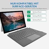Rii Surface Bluetooth Billentyűzet Touchpad-del Surface Pro 9/8/X-hez, 7 Színű Háttérvilágítás, Szürke QWERTZ 5