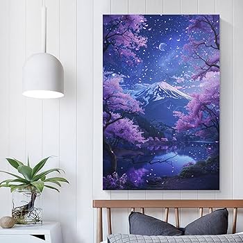 Amazon.co.jp: 絵画 富士山の夜桜が美しい景色インテリア 絵画 魅力的 Amazon.co.jp: 絵画 富士山の夜桜が美しい景色インテリア 絵画 魅力的