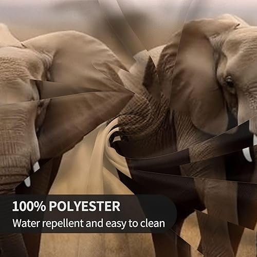 Miniatura 6 de Mantel redondo de otoño de 60 x 60 pulgadas, mantel con estampado de animales salvajes y elefantes, impermeable, resistente a las arrugas, mantel de