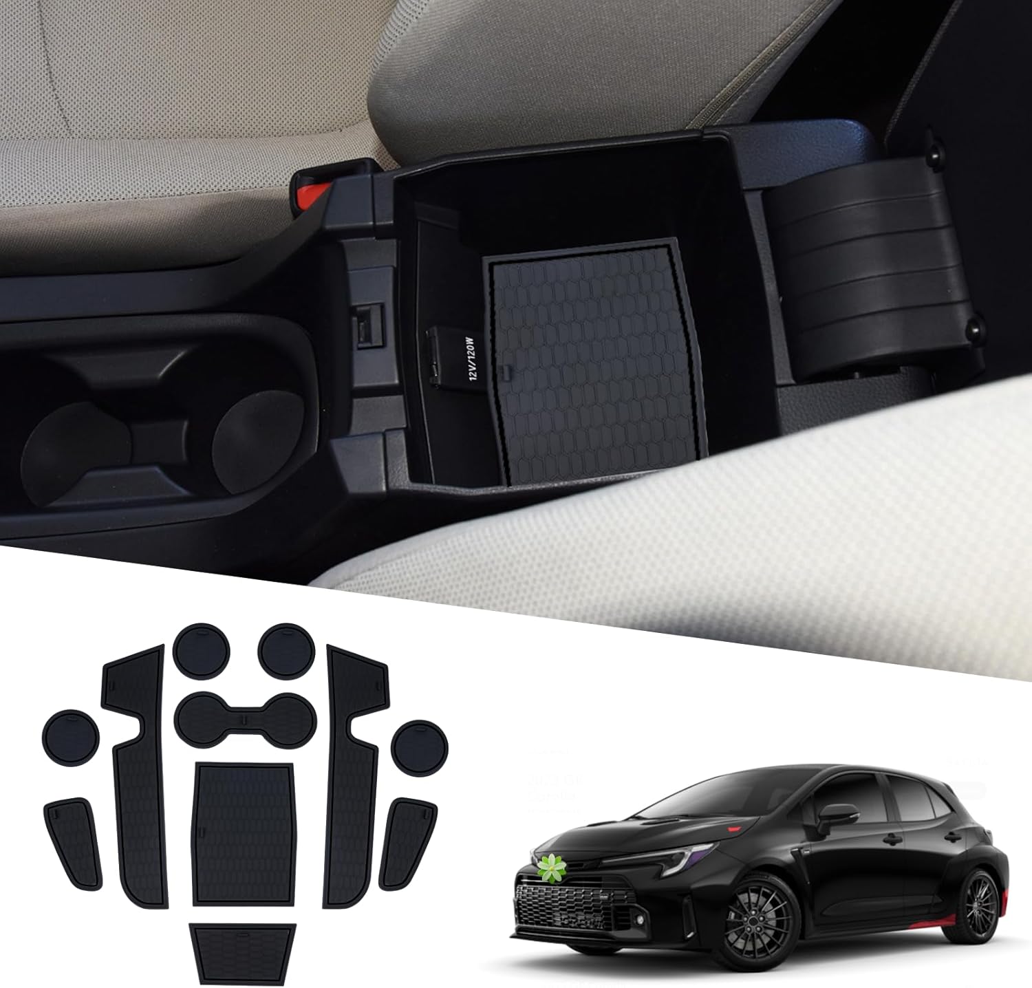 2019-2025 2026 Corolla Door Slot Mats for Toyota Corolla Hatchback Accessories Anti-Slip Mats Center Console Liner Compatible with 2019-2022 2023 2024 2025 2026 Toyota Corolla All Trims(11PCS/Set)