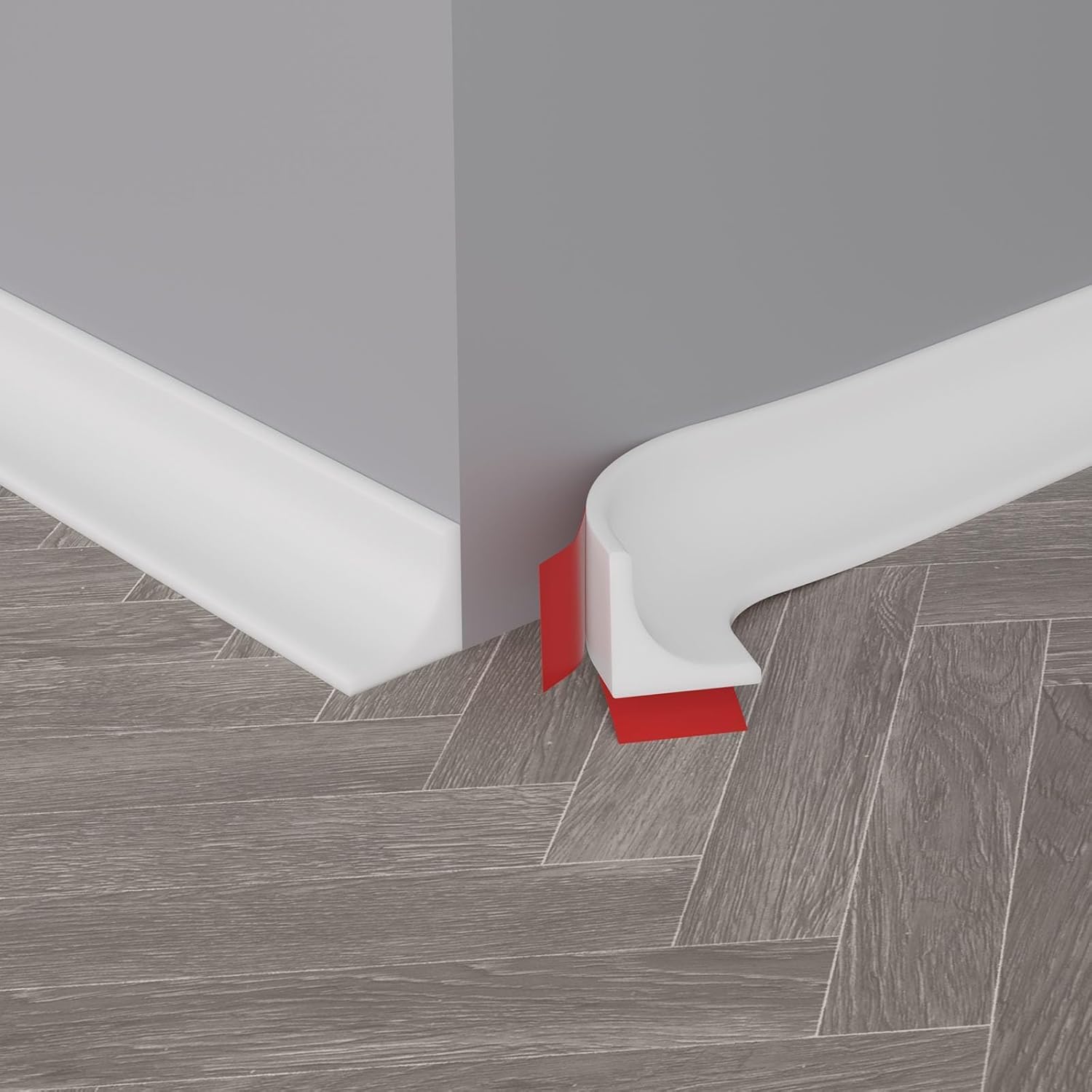 1/2 inch Flexible Quarter Round Molding Trim, Peel and Stick Silicone Baseboard Trim, Self Adhesive Wall Corner Trim, Waterproof Edge Trim for Floor, Cabinet, Bathroom, Kitchen (White)