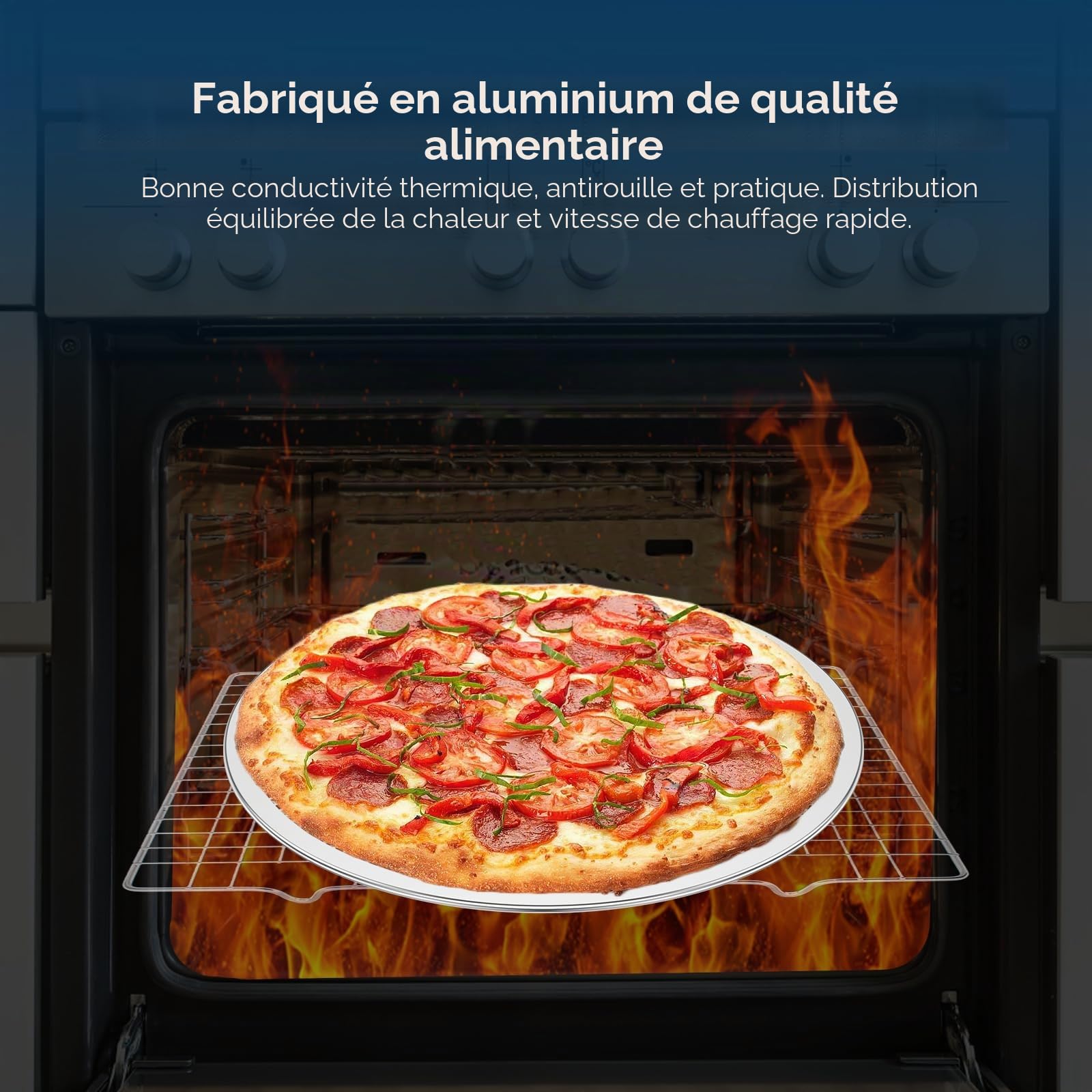 Lot de 6 grilles à pizza perforées antiadhésives de 30,5 cm - Rondes avec revêtement antiadhésif - Résistantes à la température - Réutilisables