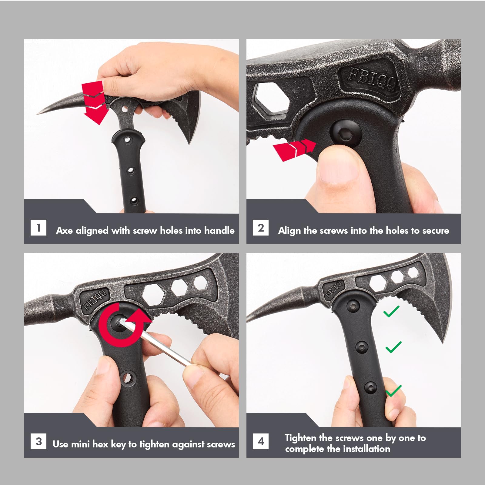 Tomahawk Tactique Avec étui – Hache De Découpe Survivaliste, Randonnée, Trek