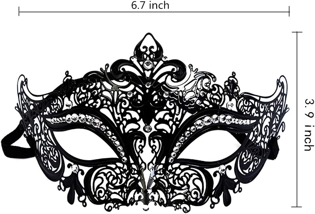 Leprato Masquerade Mask for Women Black Venetian Mask for Halloween Mardi Gras Prom Ball Party Costume Mask - Image 4