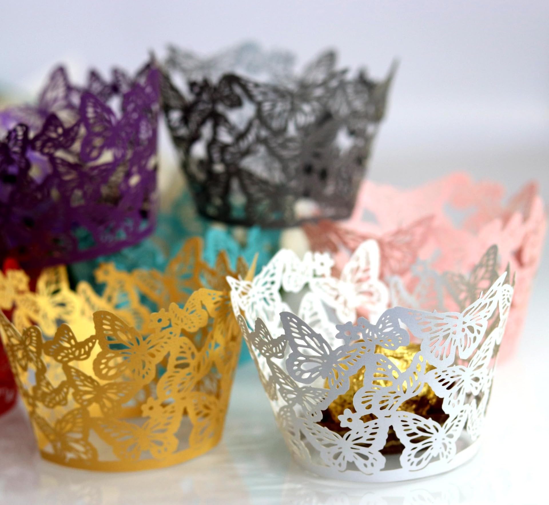 Set 50 Pezzi Pirottini 50 Pirottini Di Carta Per Muffin/Cupcake - Design Righe, Diametro 7 Cm, Per Feste Coppette Dessert Feste Compleanno Matrimonio