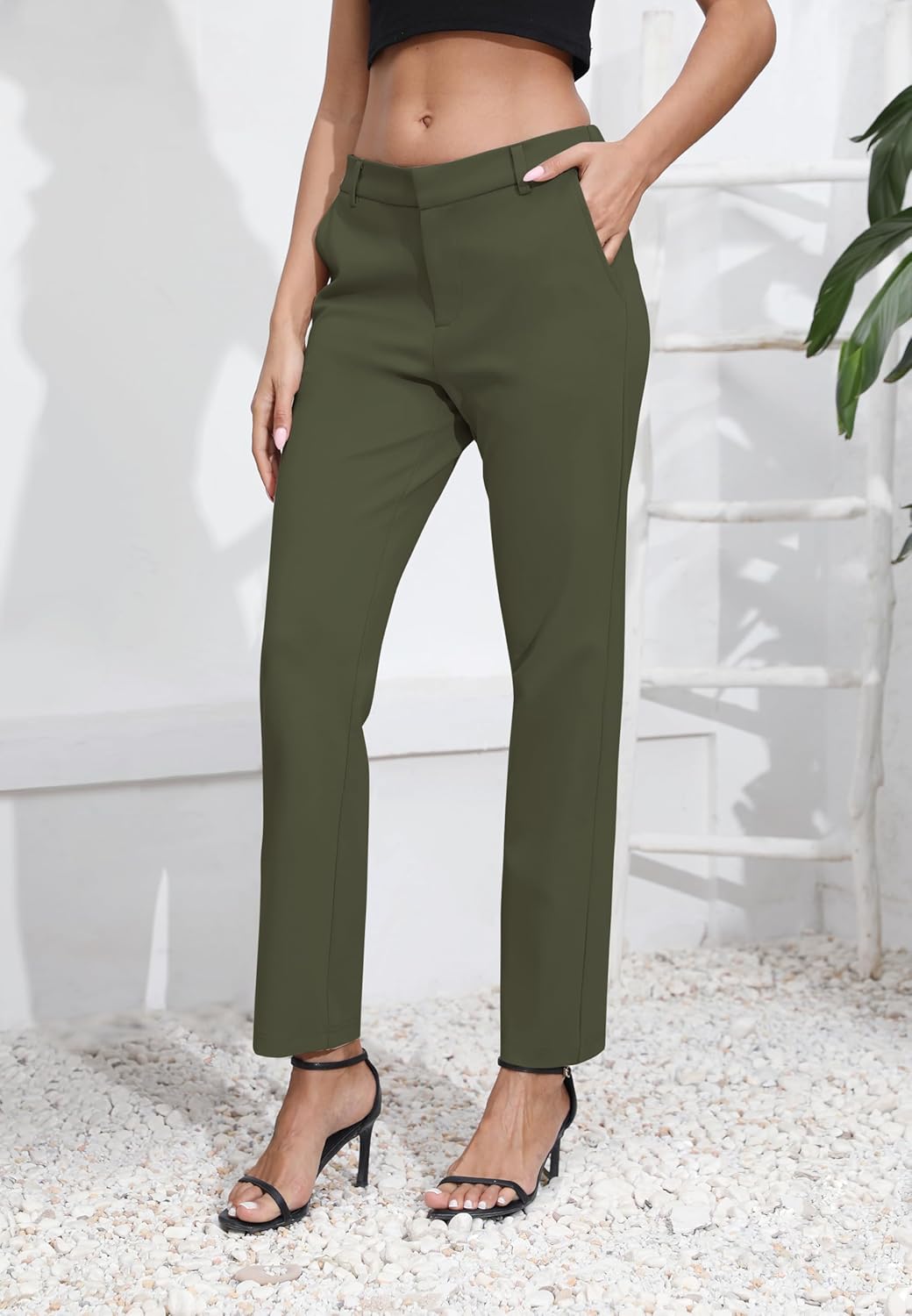 Urban CoCo Women's Elastic Waisted Dress Pants Business Work Casual Stretch Slacks with Pockets - Image 2