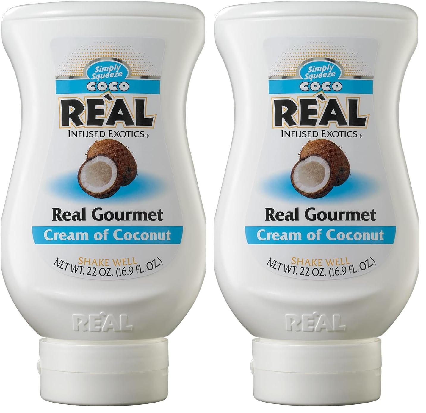 Coco Reàl, Cream of Coconut, 16.9 FL OZ Squeezable Bottle, Individually Boxed (Pack of 2)