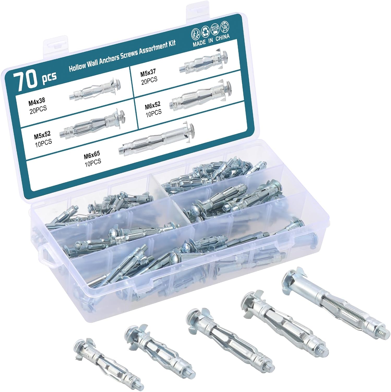 HSEAMALL 70 Sets Wall Anchors Plugs,Heavy Duty Metal Anchors