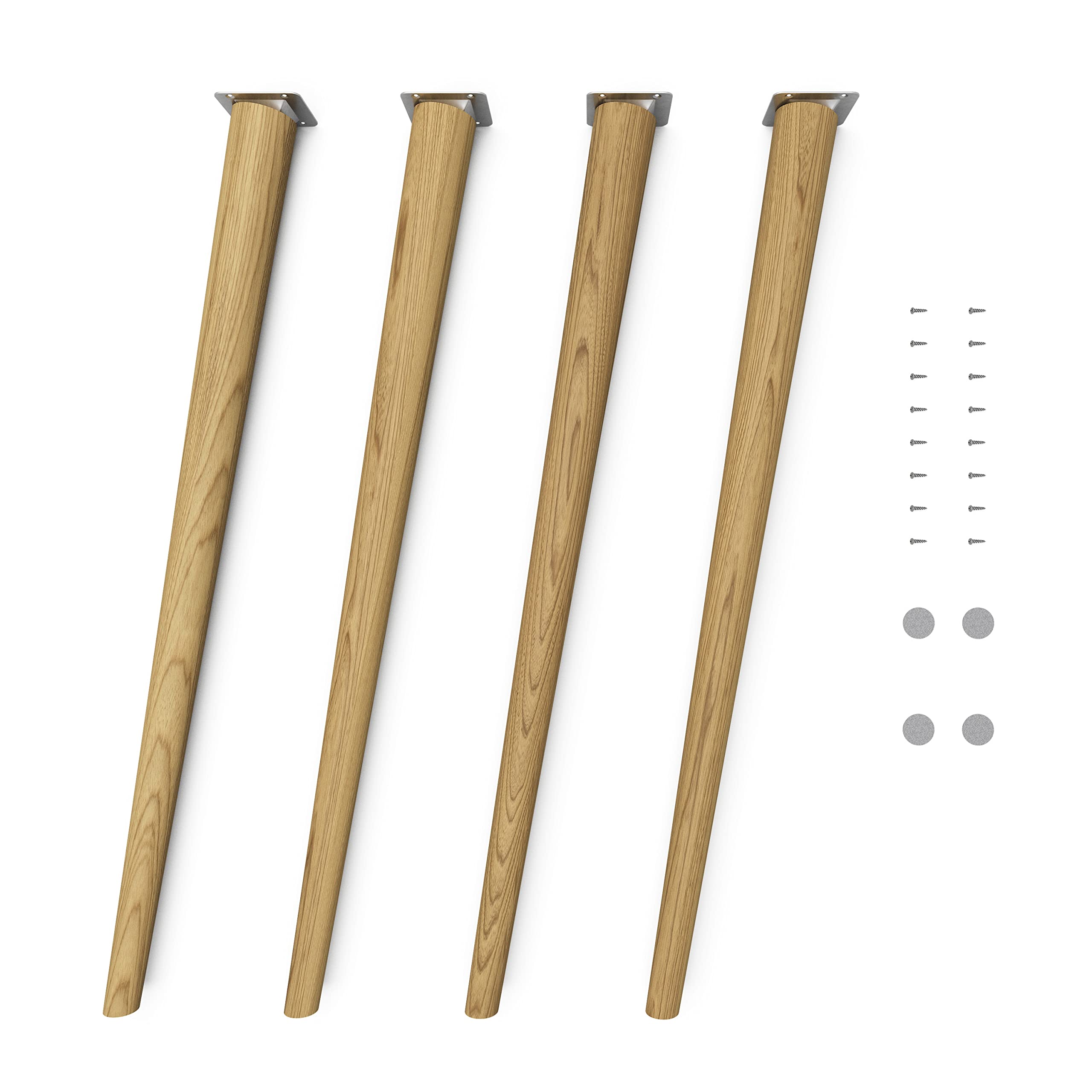 Sossai Tischbeine aus Massivholz Eiche mit Öl-Finish, Clif Round HMF2, 71 cm hoch, rund, schräge Ausführung, für Stühle, Tische