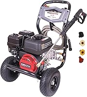 SIMPSON Clean Machine 3400 PSI Gas Pressure Washer, 2.5 GPM, 25ft MorFlex Hose - Powerful Home Cleaning (CM61083)