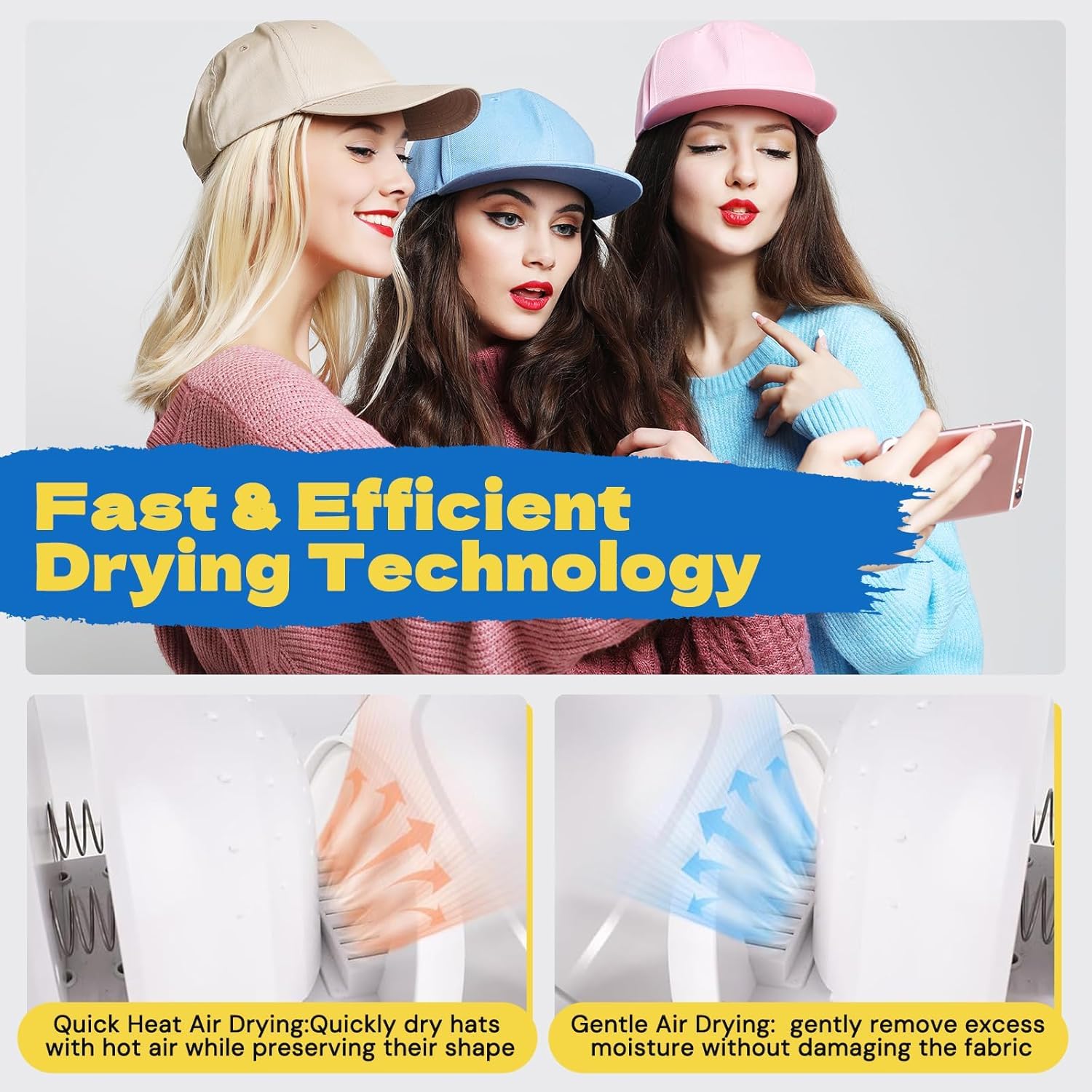 Hat Cleaner, Automatic Hat Steam Cleaner, Hat Shaper, All in One Hat Care Machine, Steam Cleaning & Ironing and Fast Drying for Baseball Caps, Bucket Hats, Felt Hats