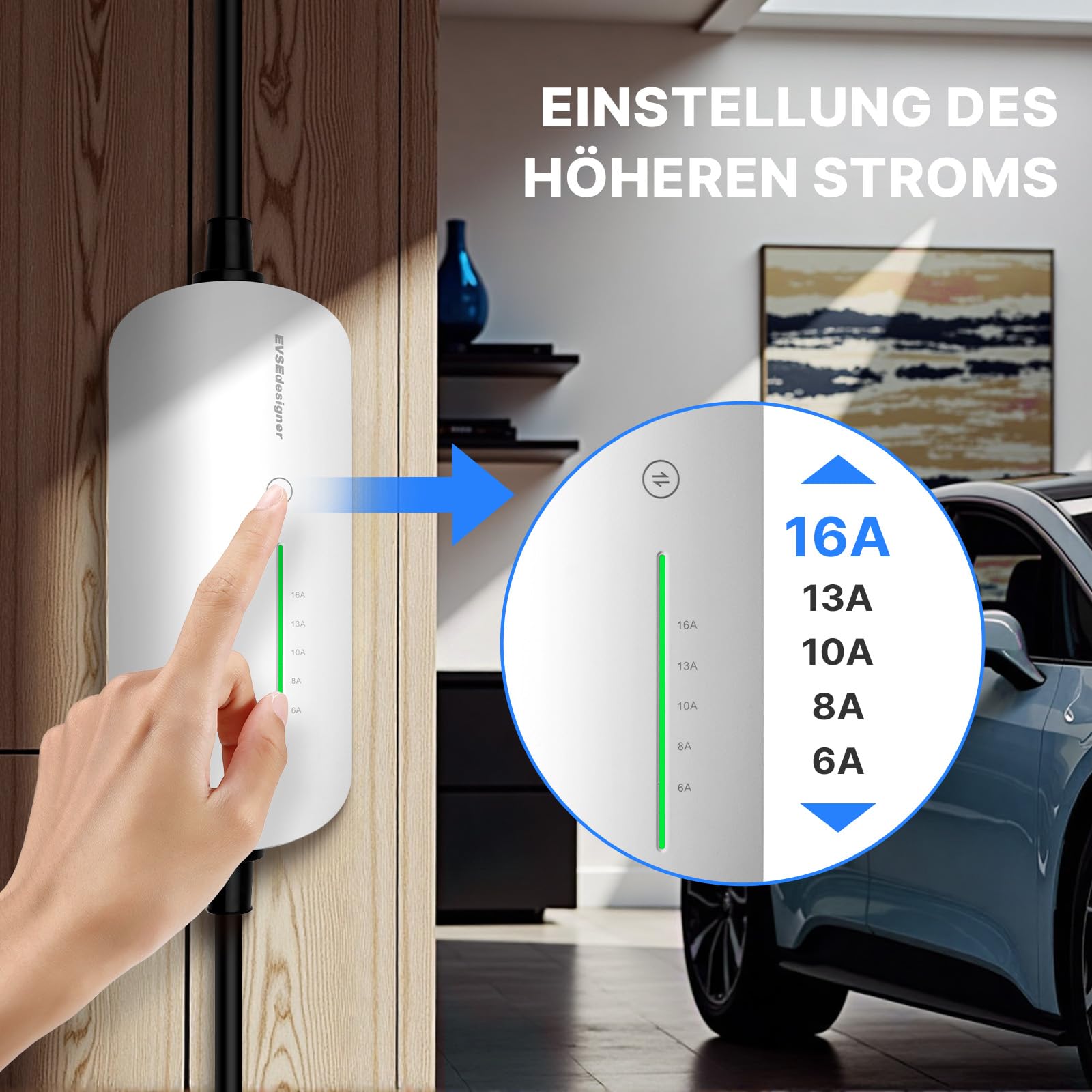 Wallbox Przenośna stacja ładowania EV 11kW 16A 6m Trójfazowy z kablem CEE Typ 2