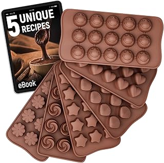 Cute Silicone Molds - 6pk Food Grade + Bonus 5 Recipes Ebook - Non-Stick - Easy To Use And Clean Candy Molds - Chocolate M...