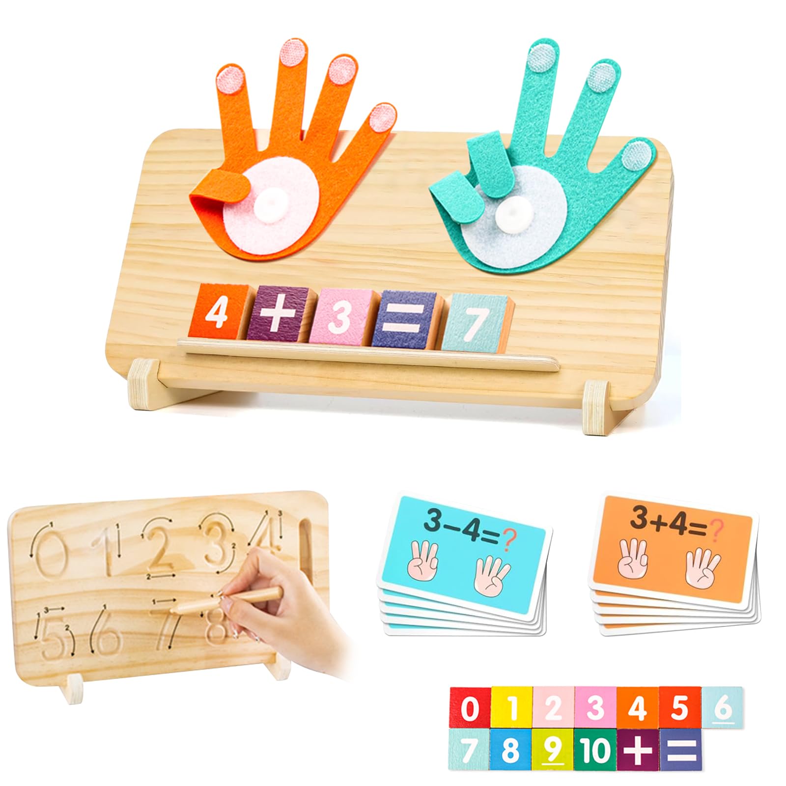 Contando Juego de Aprendizaje, Juguete Montessori Matemáticas, Juguete Educativo Infantil 3 4 5 6 7 8 Años para Aprender a Sumar y Restar Madera Juego de Matematicos,Regalo para Niños Niñas