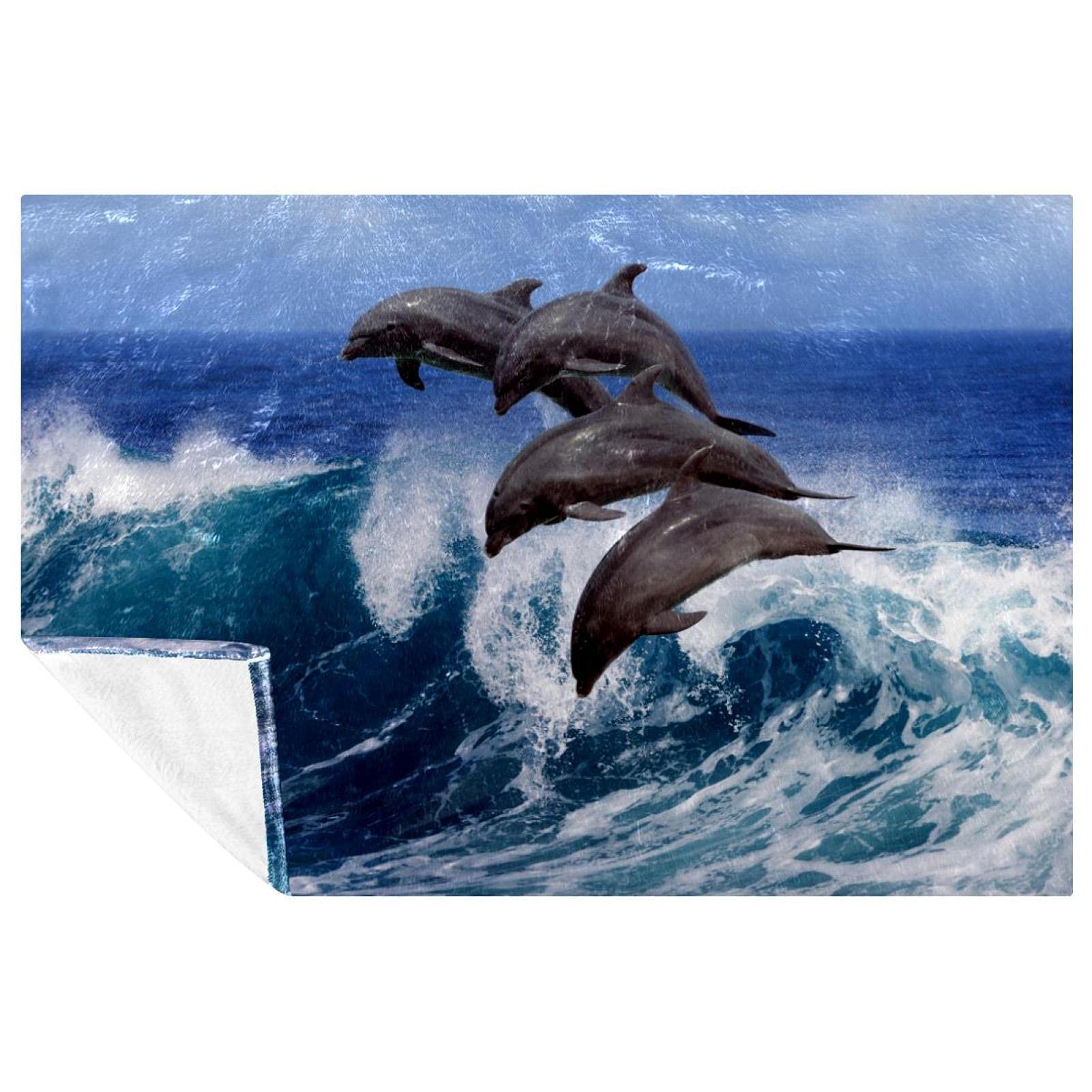 Couverture dauphin 150x100 cm douce et chaude pour lit et canapé