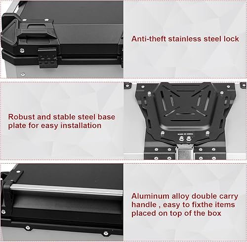 Miniatura 5 de Donpida Funda superior universal para motocicleta, 45 L, caja trasera de motocicleta, maletín de almacenamiento con respaldo, bloqueo de seguridad y