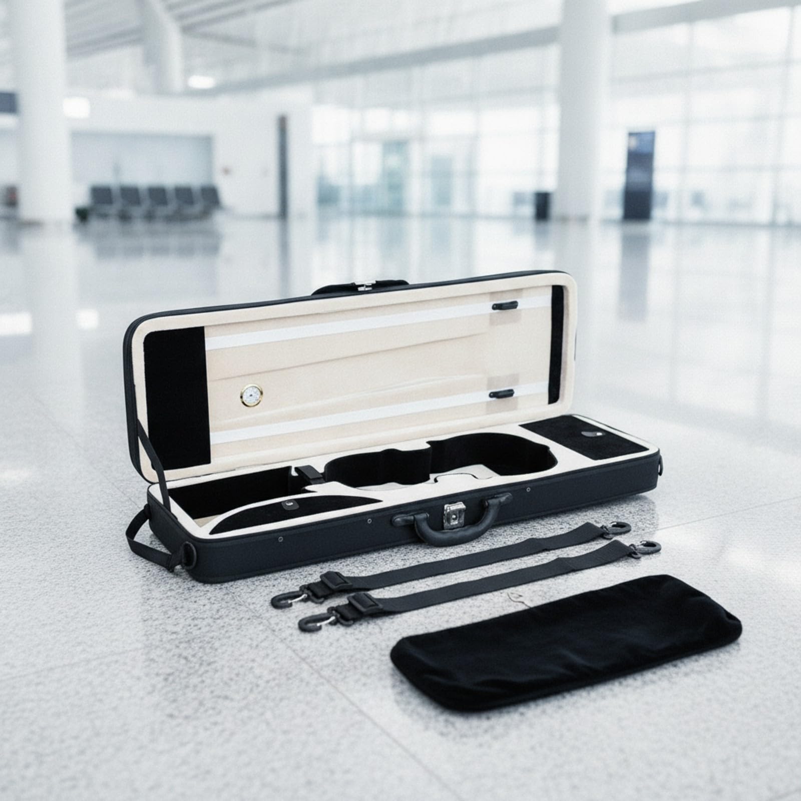 F Fityle Estuche Rígido para Violín Ligero | Tela Oxford Resistente, Estuche Violín con Higrómetro, para Viajes