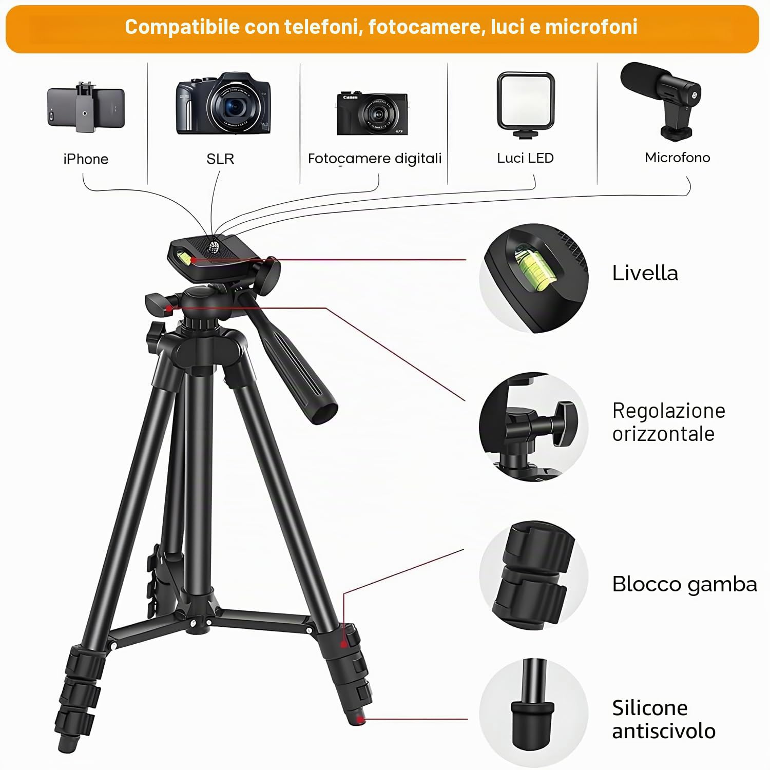 Kit di presa video Vlog professionale per smartphone e fotocamera: microfono, luce LED, treppiede regolabile, supporto telefono, ideale per YouTube, TikTok, Live Streaming, fotografia